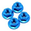 Yokomo 4mm Aluminum Serrated Flanged Nut (Blue) (4)